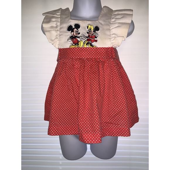 Vintage Kids Baby Walt Disney Productions Minnie & Mickey Mouse Red & Ivory 2T - Picture 1 of 12